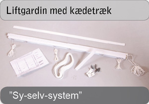 Liftgardin med k&aelig;detr&aelig;k "sy-selv"