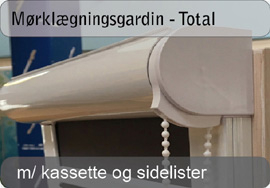 M&oslash;rkl&aelig;gningsgardin med kassette og sidelister